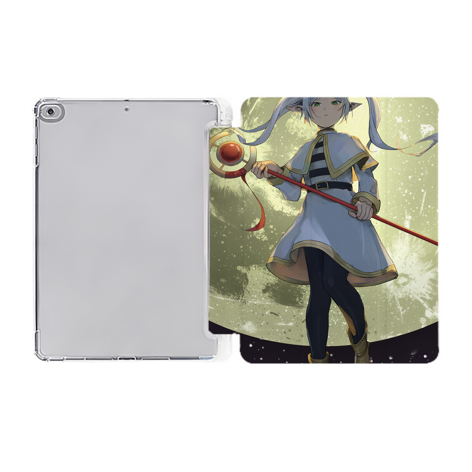 （画像用） 葬送のフリーレン Frieren IPad ケース ペン収納付き 三つ折りスタンド PUレザー×シリコン 対応機種9.5/10.5/10.9インチ